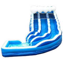 POGO Water Slides 19' Blue Wave Marble Double Lane Curved Inflatable Water Slide with Blower by POGO 754972336659 6166 19' Blue Wave Marble Double Lane Curved Inflatable Water Slide Blower