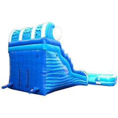 19' Blue Wave Marble Double Lane Curved Inflatable Water Slide with Blower by POGO
