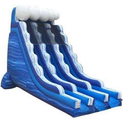 22'H Blue Marble Wave Dual Lane Inflatable Water Slide with Blower by POGO