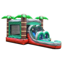 14.5' H Kids Tropical Red Marble Water Slide Bounce House Combo with Blower by POGO