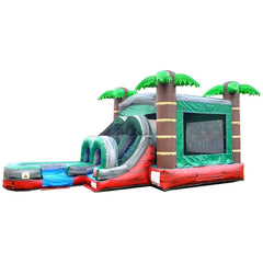 POGO Water Slides Kids Tropical Red Marble Water Slide Bounce House Combo with Blower by POGO 754972359337 4313 Kids Tropical Red Marble Water Slide Bounce House Combo with Blower
