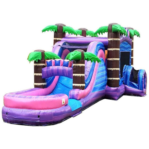 POGO Water Slides Mega Tropical Purple Marble Water Slide Bounce House Combo with Blower by POGO 754972360562 3208 Mega Tropical Purple Marble Water Slide Bounce House Combo with Blower