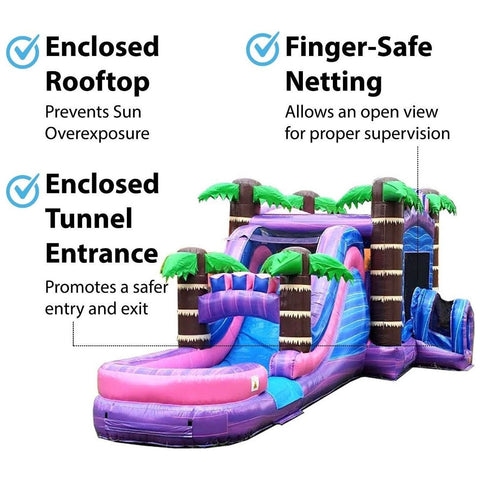 POGO Water Slides Mega Tropical Purple Marble Water Slide Bounce House Combo with Blower by POGO 754972360562 3208 Mega Tropical Purple Marble Water Slide Bounce House Combo with Blower