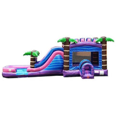 15.5' H Mega Tropical Purple Marble Water Slide Bounce House Combo with Blower by POGO