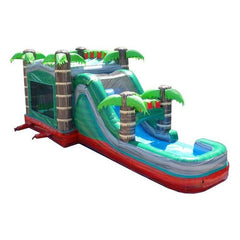 POGO Water Slides Mega Tropical Red Marble Water Slide Bounce House Combo with Blower by POGO 754972360807 3356 Mega Tropical Red Marble Water Slide Bounce House Combo with Blower