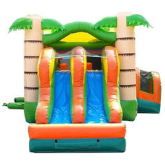 13.5' H  Kids Tropical Bounce House and Double Lane Slide Combo with Blower by POGO
