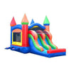 Image of POGO WET N DRY COMBOS Kids Modern Rainbow Bounce House and Double Lane Slide Combo with Blower by POGO 754972356060 2480 Kids Modern Rainbow Bounce House and Double Lane Slide Combo w Blower