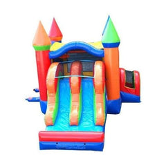 13.5'H Kids Modern Rainbow Bounce House and Double Lane Slide Combo with Blower by POGO