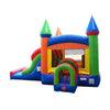 Image of Kids Modern Rainbow Bounce House and Double Lane Slide Combo with Blower SKU: 2480