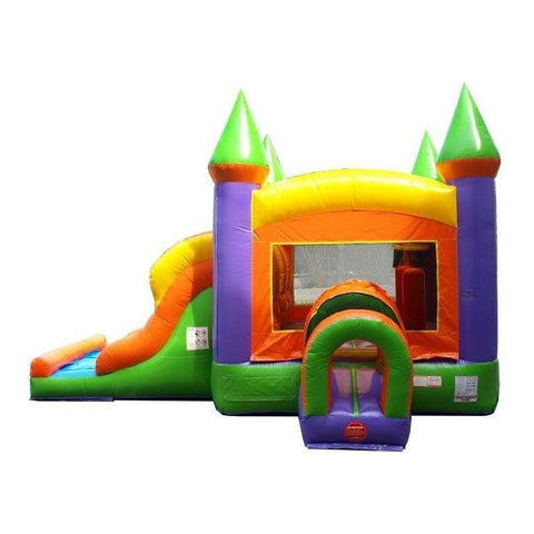 POGO WET N DRY COMBOS Kids Orange Bounce House and Double Lane Slide Combo with Blower by POGO 754972356312 2479 Kids Orange Bounce House and Double Lane Slide Combo with Blower POGO