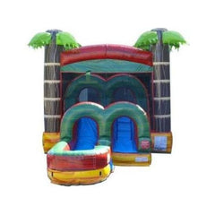 14.5'H Kids Tropical Fire Marble Water Slide Bounce House Combo with Blower by POGO