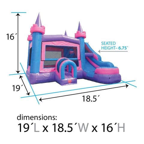 POGO WET N DRY COMBOS Modular Pink Castle Water Slide Bounce House Combo with Blower by POGO 754972338295 7001