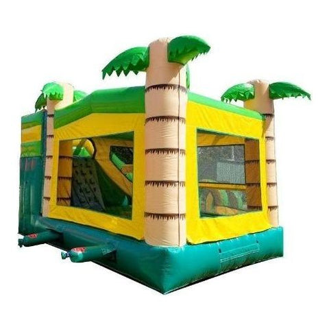 POGO WET N DRY COMBOS Modular Tropical Water Slide Bounce House Combo with Blower and Jungle Art Panel by POGO 754972354394 7496 Modular Tropical Water Slide Bounce House Combo Blower Jungle SKU 7496