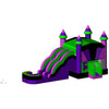 Image of Rocket Inflatables bounce house 18.4'H Black/Purple/Pink/Green 7-in-1 Double Lane Combo Wet/Dry with Water Slide, Inflated Pool and Basketball Hoop with Pop Ups by Rocket Inflatables 781880205463 BOU-135-2-1 18.4H Black/Purple/Pink/Green 7in1 Double Lane Wet/Dry Basketball Hoop
