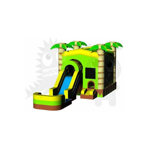 Rocket Inflatables Inflatable Bouncers 13.65'H Tropical Palm Tree Combo 4 in 1 with Wet/Dry Slide Removable Pool by Rocket Inflatables COM-435-Tropical-Marble-RP