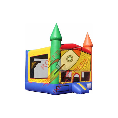 Rocket Inflatables Inflatable Bouncers 13x13 Red/Yellow/Blue/Green Bounce House Castle with Hoop by Rocket Inflatables 15x15 Red/Yellow/Blue Bounce House Castle with Hoop Rocket Inflatables