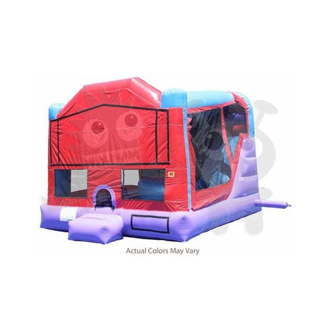 Rocket Inflatables Inflatable Bouncers 14.6'H (4-in-1) Inflatable Purple, Red & Blue Combo with Slide, Climbing Wall & Hoop – Super Durable by Rocket Inflatables COM-C44 14.6'H (4-in-1) Inflatable Purple, Red & Blue Combo with Slide, Climbing Wall & Hoop – Super Durable by Rocket Inflatables SKU# COM-C44