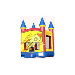 Rocket Inflatables Inflatable Bouncers 14'H Mini Castle Bounce House With Hoop by Rocket Inflatables 781880228608 BOU-110-11