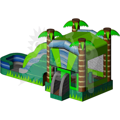 Rocket Inflatables Inflatable Bouncers 16'H 3-D Palm Tropical Marble Inflatable Wet/Dry Combo with Slide Pool & Hoop by Rocket Inflatables COM-713 16'H Inflatable Castle 6in1 Patriot Module Combo by Rocket Inflatables
