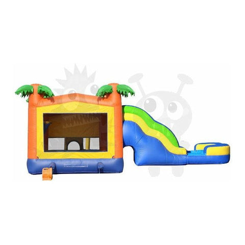 16'H 3-D Tropical Inflatable Wet/Dry Combo with Slide Pool & Hoop by Rocket Inflatables SKU# COM-513