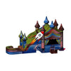 Image of Rocket Inflatables Inflatable Bouncers 16'H Carnival – Red/Blue 7-1 Carnival Marble Castle Double Lane Wave Wet Dry Slide by Rocket Inflatables 16'H 3D Inflatable Slide Pool & Hoop by Rocket Inflatables SKU#COM-513