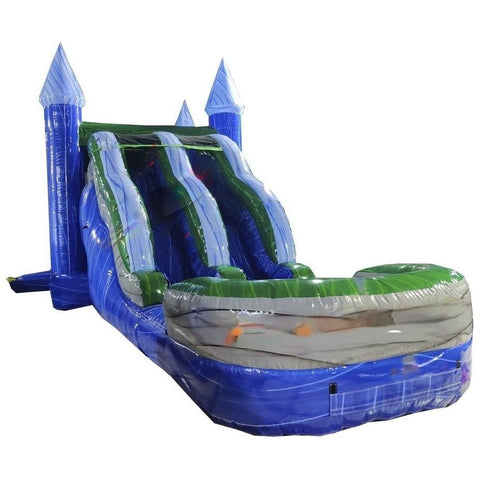 Rocket Inflatables Inflatable Bouncers 16'H Castle Blue/Green Double Slide 7 in 1 Combo by Rocket Inflatables COM-714-Dino-1-1