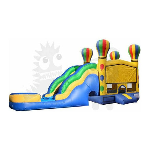 16'H Inflatable 3-D Hot Air Balloon Wet/Dry Commercial Combo with Slide Pool & Hoop by Rocket Inflatables SKU# COM-523