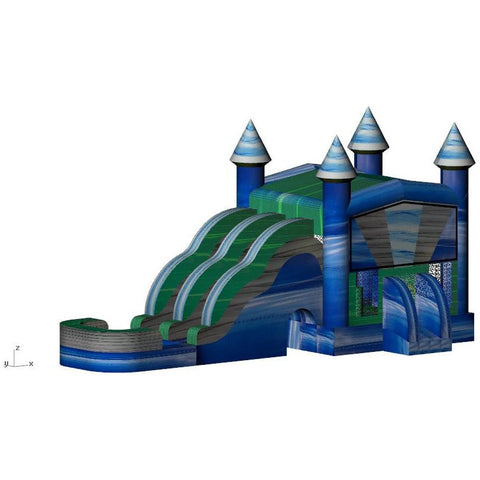 Rocket Inflatables Inflatable Bouncers 16'H Inflatable 7-in-1 Blue/Green/Grey Double Lane Combo Wet/Dry with Water Slide, Pool and Basketball Hoop by Rocket Inflatables COM-715-Lava-2