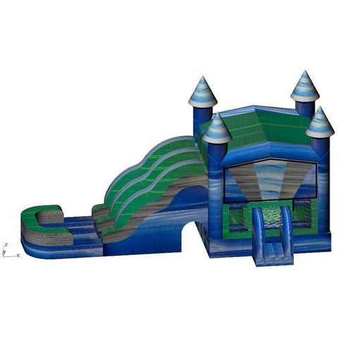 Rocket Inflatables Inflatable Bouncers 16'H Inflatable 7-in-1 Blue/Green/Grey Double Lane Combo Wet/Dry with Water Slide, Pool and Basketball Hoop by Rocket Inflatables COM-715-Lava-2