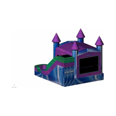 Rocket Inflatables Inflatable Bouncers 16'H Inflatable Castle 6 in 1 Purple & Green Module Combo Jumper, Slide Pool, Climbing Wall, and Basketball Hoop by Rocket Inflatables 781880223740 COM-660-Pur/Blue/Green Marble 16'H Inflatable Castle 6 in 1 Purple & Green Module Combo Jumper, Slide Pool, Climbing Wall, and Basketball Hoop by Rocket Inflatables SKU#COM-660-Pur/Blue/Green Marble