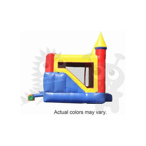 16'H Inflatable Neutral Castle Point Combo Bouncer with Slide, Climbing Wall & Hoop by Rocket Inflatables SKU#COM-C40