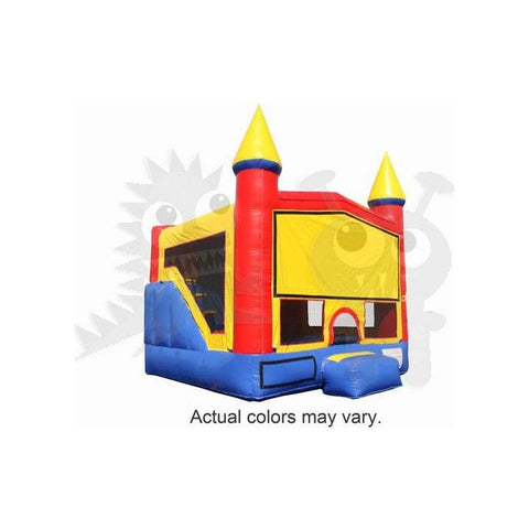 16'H Inflatable Neutral Castle Point Combo Bouncer with Slide, Climbing Wall & Hoop by Rocket Inflatables SKU#COM-C40
