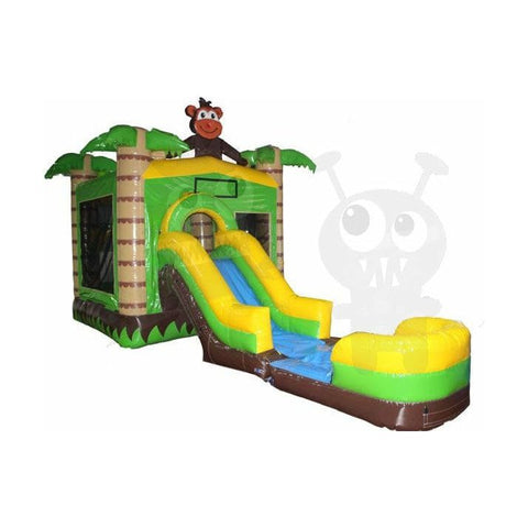 17.31'H Monkey Tropical Monkey Combo 4 in 1 with Wet/Dry Slide Removable Pool by Rocket Inflatables SKU#COM-435-MonkeyTropical-RP