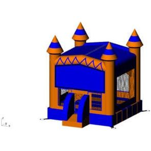Rocket Inflatables Inflatable Bouncers 18.4'H Inflatable Halloween Castle Bounce House with Basketball Hoop – Blue & Orange Marble by Rocket Inflatables BOU-097 18.4'H Inflatable Halloween Castle Bounce House with Basketball Hoop – Blue & Orange Marble Rocket Inflatables