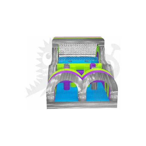 Rocket Inflatables Inflatable Bouncers 35′ Green, Purple, & Gray Marble Commercial Inflatable Obstacle Course Wet/Dry Slide – End Load- Multiple Lane by Rocket Inflatables 781880232377 OBS-35-Purple/OBS-35-PUR/GRN/GRYMAR 35′ Commercial Inflatable Obstacle WetDry Slide End Load Multiple Lane