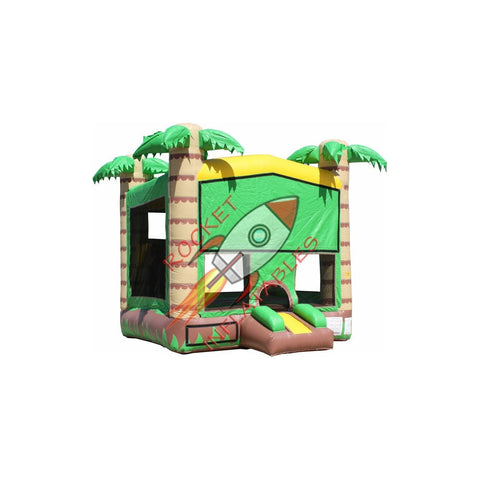 Rocket Inflatables Inflatable Bouncers 3D Tiki-Palm Tree With Grass Inflatable Module Bounce House With Hoop by Rocket Inflatables 18'H Palm Tree Inflatable Module Bounce House Hoop Rocket Inflatables