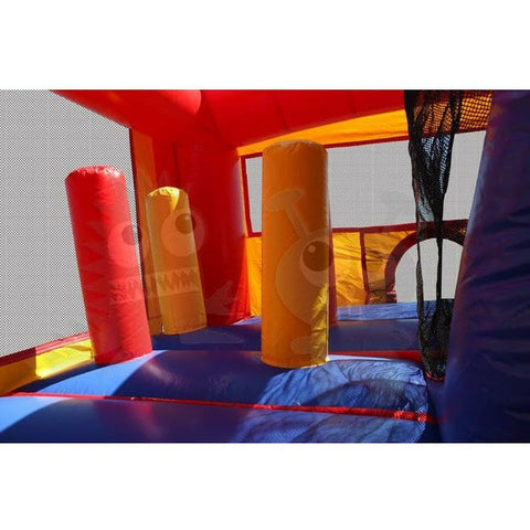 Rocket Inflatables Inflatable Bouncers 9'H 8-in-1 Neutral Colored Combo with Slide, Climbing Wall & Hoop by Rocket Inflatables COM-I1613 9'H 8-in-1 Neutral Colored Combo with Slide, Climbing Wall & Hoop by Rocket Inflatables SKU#COM-I1613