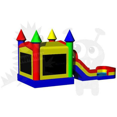 Rocket Inflatables Inflatable Bouncers Rainbow Combo 4 in 1 with Wet/Dry Slide Removable Pool by Rocket Inflatables COM-435-Rainbow 16'H Patriot Red/Blue Castle with Basketball Hoop SKU#BOU-077-13
