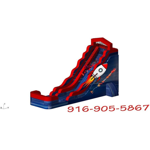 Rocket Inflatables Inflatable Bouncers Water Slide – Red & Blue Marble Removable Pool by Rocket Inflatables WAT-2718-Eagle-1 16'H 5n1 Combo Slide Pool and Basketbal Rocket Inflatables SKU#COM-522