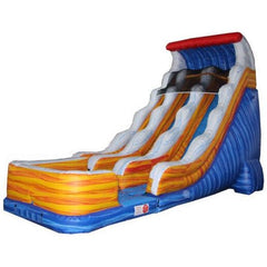 21'H Double Lane Commercial Inflatable Water Slide Wave Wet/Dry Slide with Pool & Stairs by Rocket Inflatables