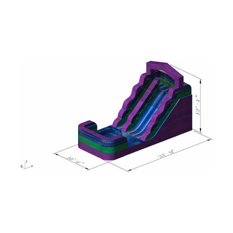12′H Purple & Green Marble Trim Wet/Dry Slide – Single Lane by Rocket Inflatables SKU#WAT-2112-Purple