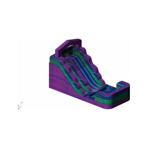 12′H Purple & Green Marble Trim Wet/Dry Slide – Single Lane by Rocket Inflatables SKU#WAT-2112-Purple