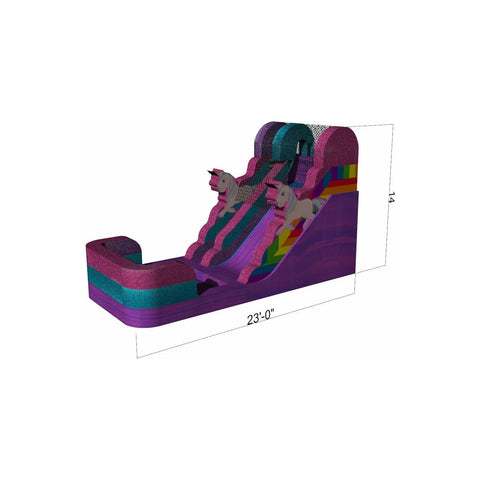 Rocket Inflatables WET N DRY COMBOS 14′H Unicorn Wet/Dry Slide Pink Purple – Single Lane by Rocket Inflatables 781880225768 WAT-2314-Unicorn 14′ Unicorn Wet/Dry Slide Pink Purple–Single Lane SKU#WAT-2314-Unicorn
