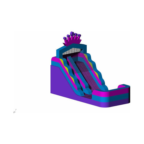 Rocket Inflatables WET N DRY COMBOS 17'H Crown Wet/Dry Slide Pink Purple Princess – Single Lane by Rocket Inflatables 781880225775 WAT-2317-Crown 17'H Crown Wet/Dry Slide Princess – Single Lane SKU#WAT-2317-Crown