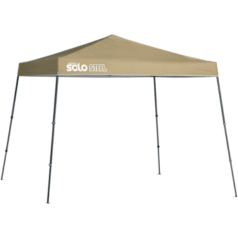 Shelterlogic Canopies & Gazebos 11 ft. x 11 ft. Khaki Solo Steel SOLO72 Slant Leg Pop-Up Canopy by Shelterlogic 677599334450 167541DS 11 ft. x 11 ft. Khaki Solo Steel SOLO72 Slant Leg Pop-Up Canopy 