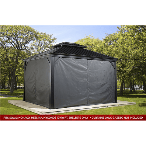 Shelterlogic Canopy & Gazebo Accessories 10 ft. x 10 ft. Gray Curtains for Monaco, Messina, Mykonos, and Moreno Gazebo by Shelterlogic 781880258964 135-9163803 10 x 10 ft. Gray Curtains for Monaco, Messina, Mykonos & Moreno Gazebo