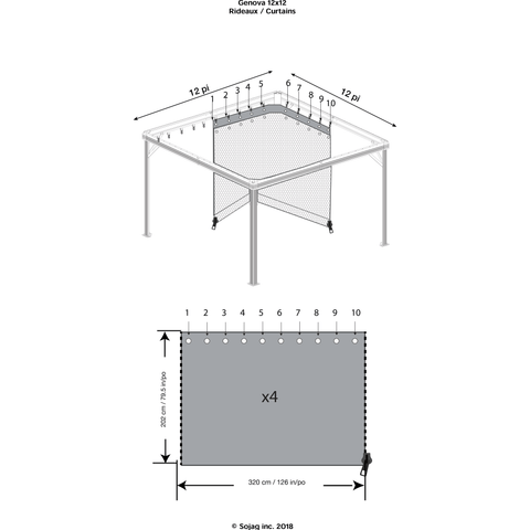 Shelterlogic Canopy & Gazebo Accessories 12 ft. x 12 ft. Brown Curtains for Genova Gazebo by Shelterlogic 781880200468 135-9163896