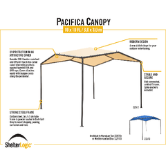 10x10 Pacifica Gazebo Canopy Charcoal Frame and Marzipan Tan Cover by Shelterlogic