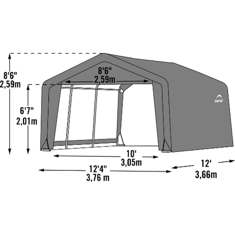 Shelterlogic Canopy Tent 12 x 12 x 8 ft Peak Gray Shed-in-a-Box by Shelterlogic 677599704437 70443 12 x 12 x 8 ft Peak Gray Shed-in-a-Box by Shelterlogic SKU# 70443