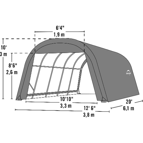 Shelterlogic Canopy Tent 13 x 20 ft. ShelterCoat Wind and Snow Rated Garage Round Green STD by Shelterlogic 677599733420 73342 13 x 20 ft. ShelterCoat Wind & Snow Rated Garage Round Green STD 73342
